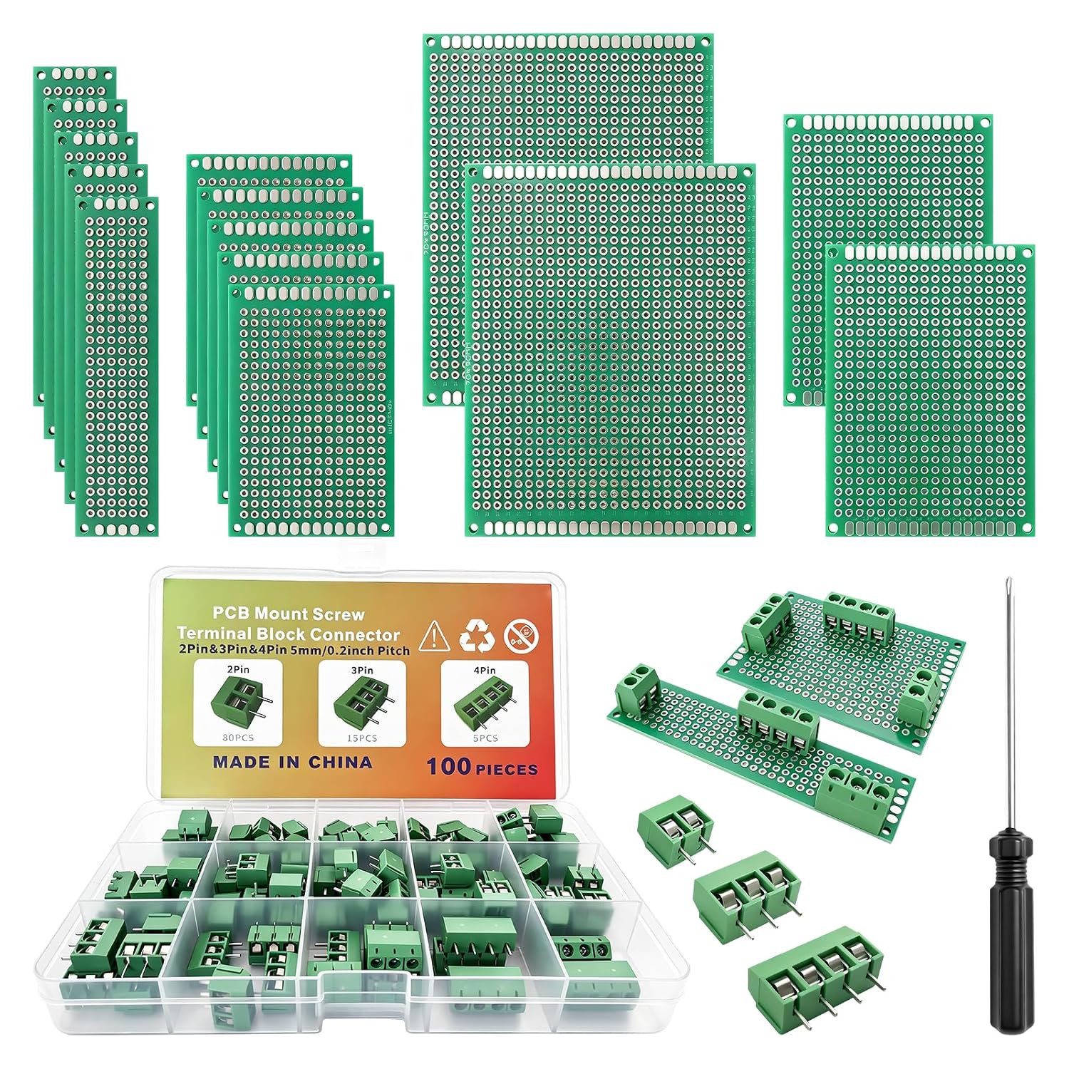 100 Pcs 5mm Pitch PCB Mount Terminal Block Connector for Electronic Wiring