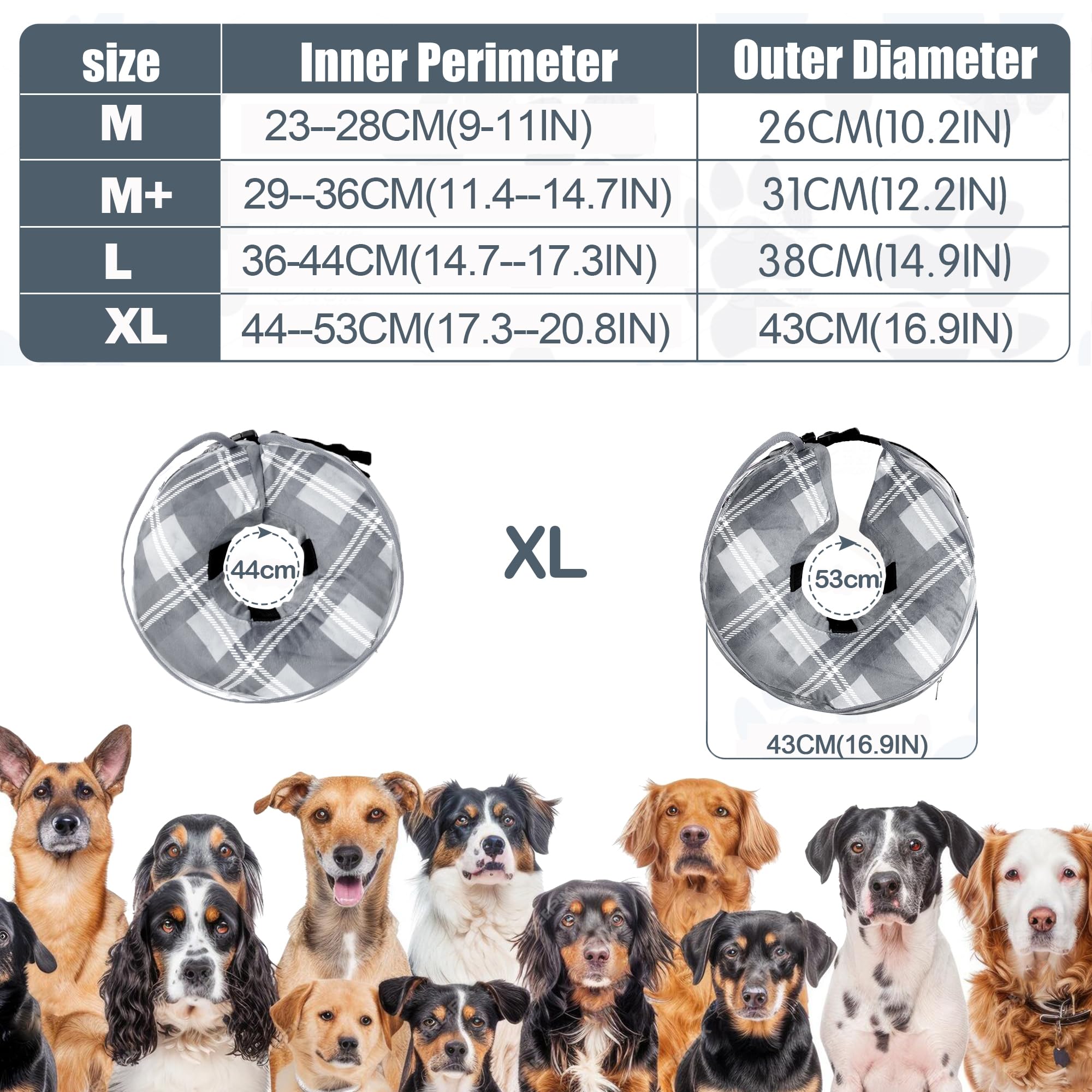 Inflatable Dog Recovery Collar with Raised Baffle - Soft Grey XL Pet Cone - Image 4