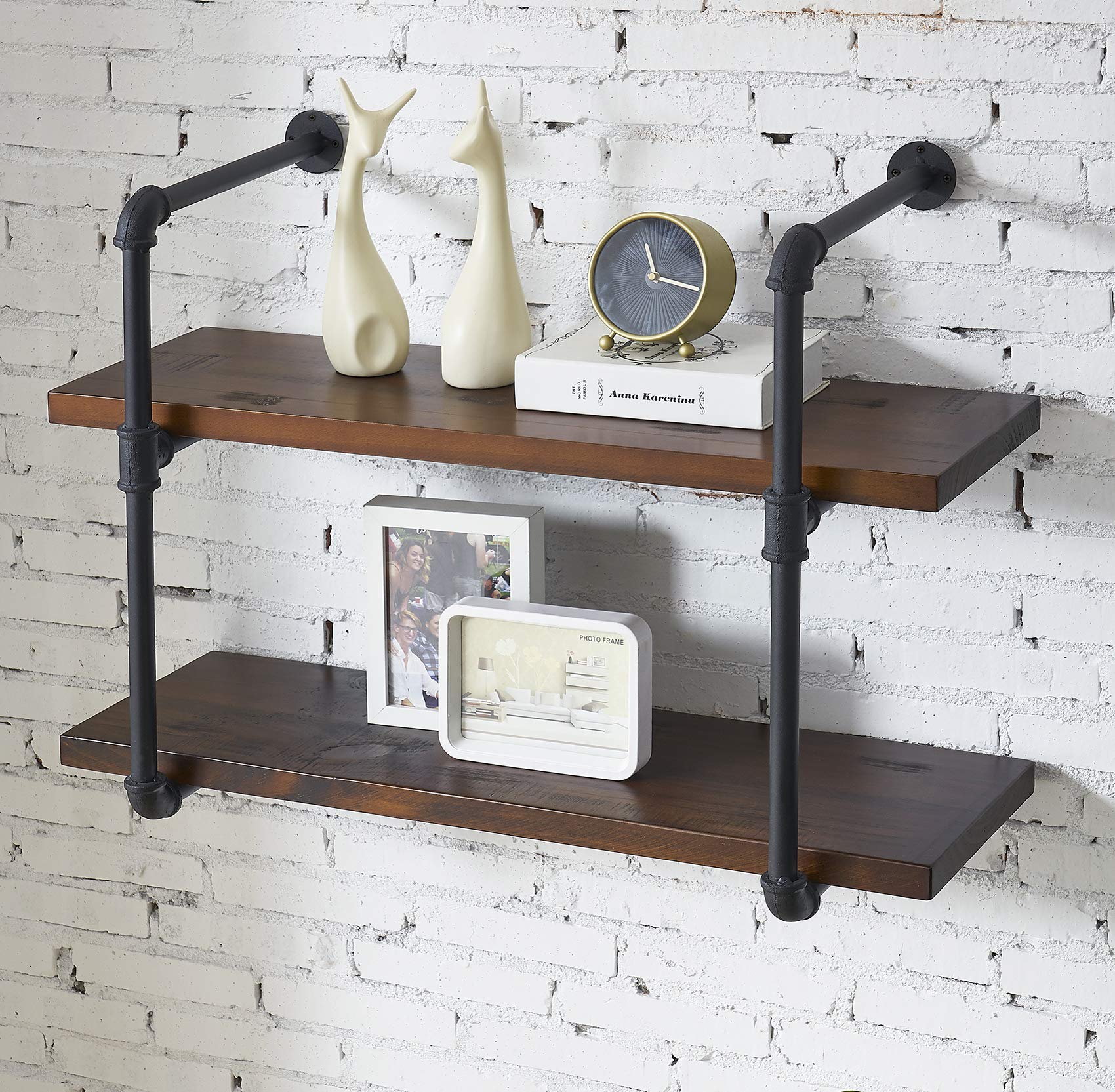 Ivinta Industrial Pipe Shelving Wall Mounted 63 inch Rustic Metal
