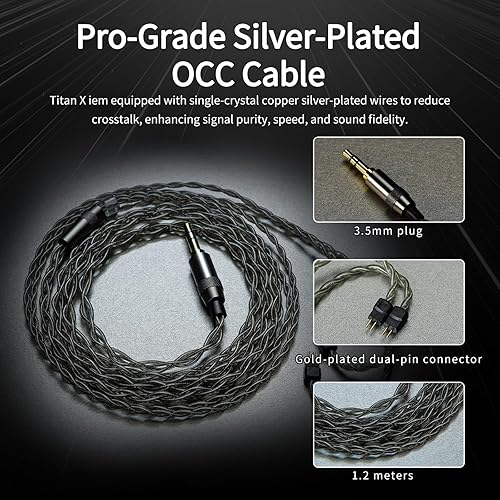 Miniatura 6 de HiFiGo DUNU Titan X IEM - Auriculares para videojuegos, monitor intrauditivo dinámico de 0.394 in, auriculares IEM con cable de alta fidelidad