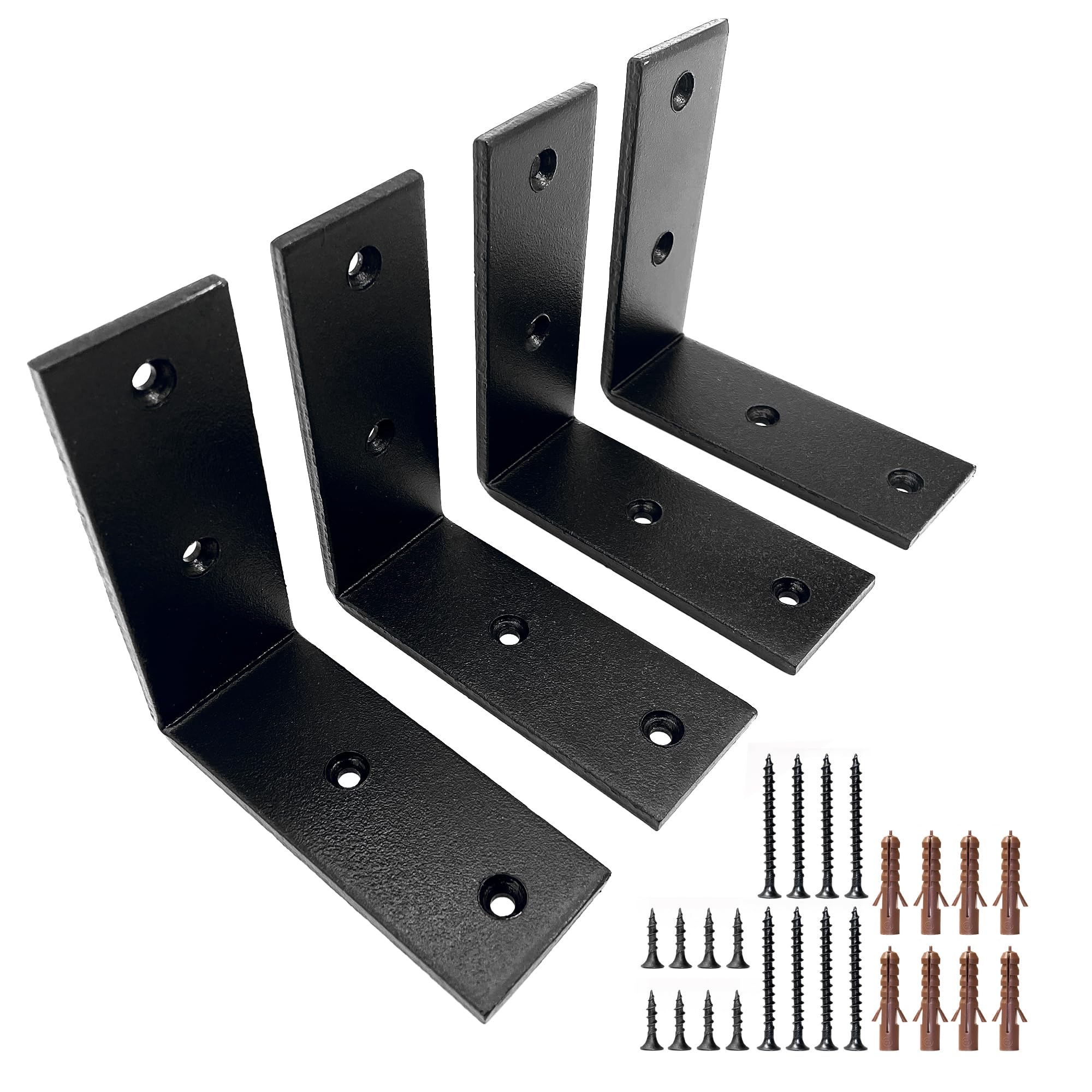 Top Notch Home and Living Four Heavy Duty Metal Shelf Brackets | Steel Flat Brackets for Wooden Wall Shelves | Support 40kgs | Inc Fixtures & Fittings โ image 1