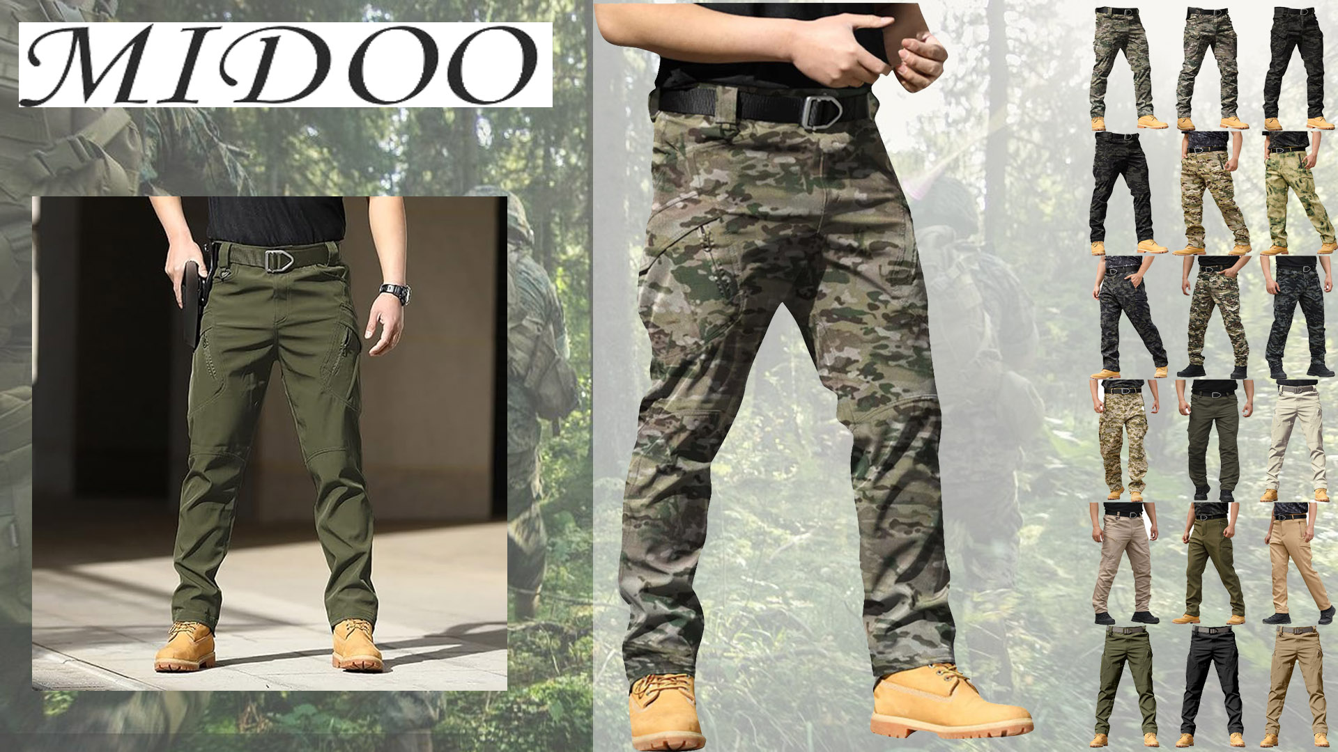 Watch Camo Cargo Pants for Men Baggy Flex Quick Dry Tactical Pants