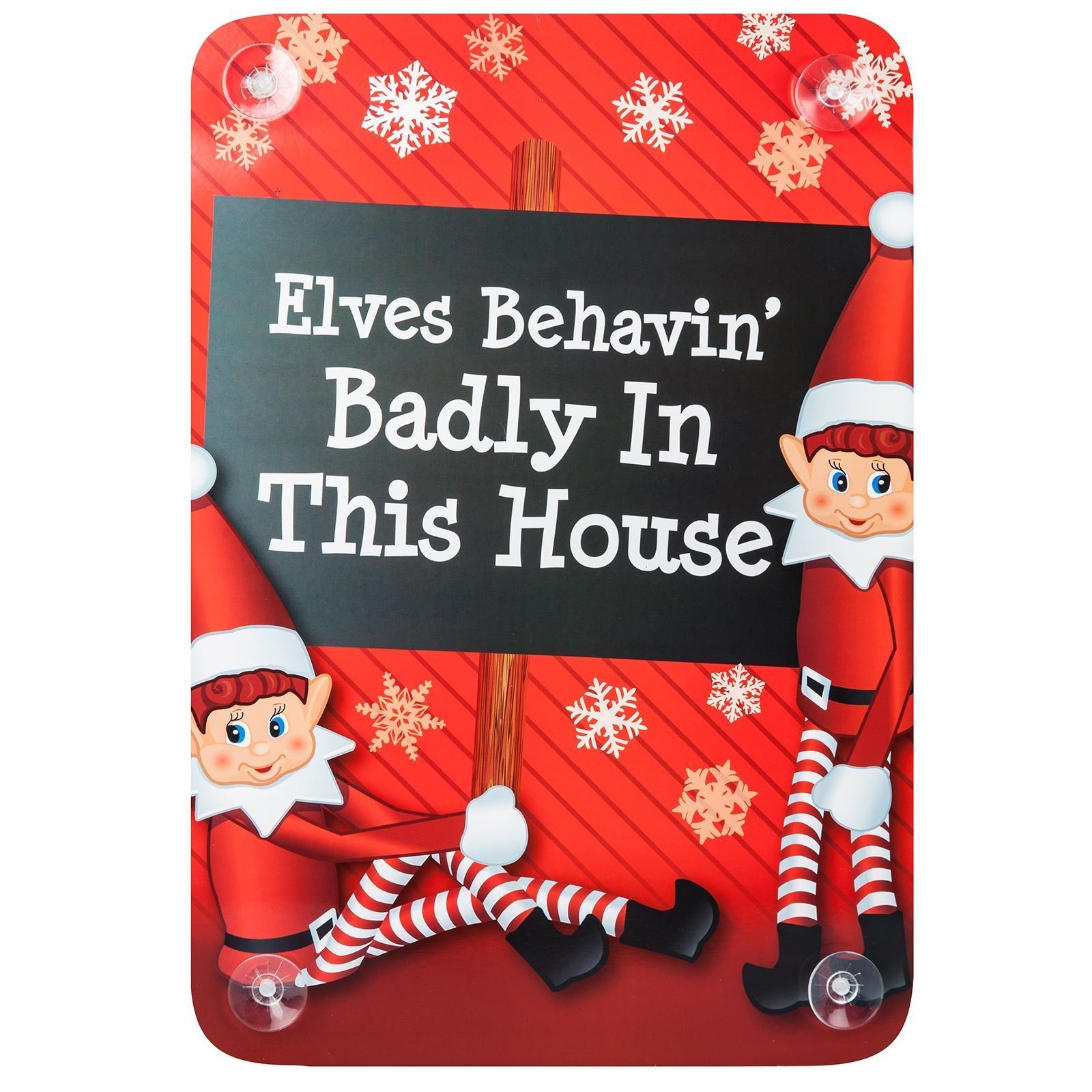 PMS NAUGHTY ELVES ARE LIVING HERE WINDOW STICKERS 2ASST PBHC