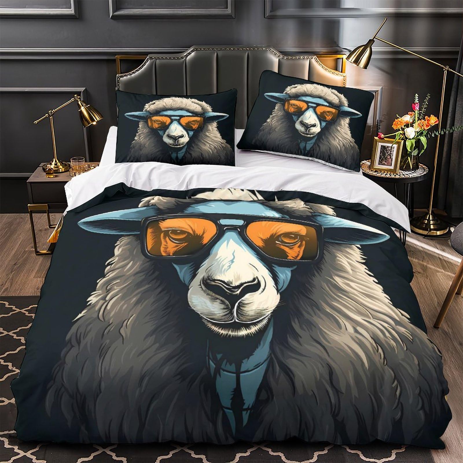 Housse de couette microfibre ultra douce 140x200 parure de lit 3D mouton