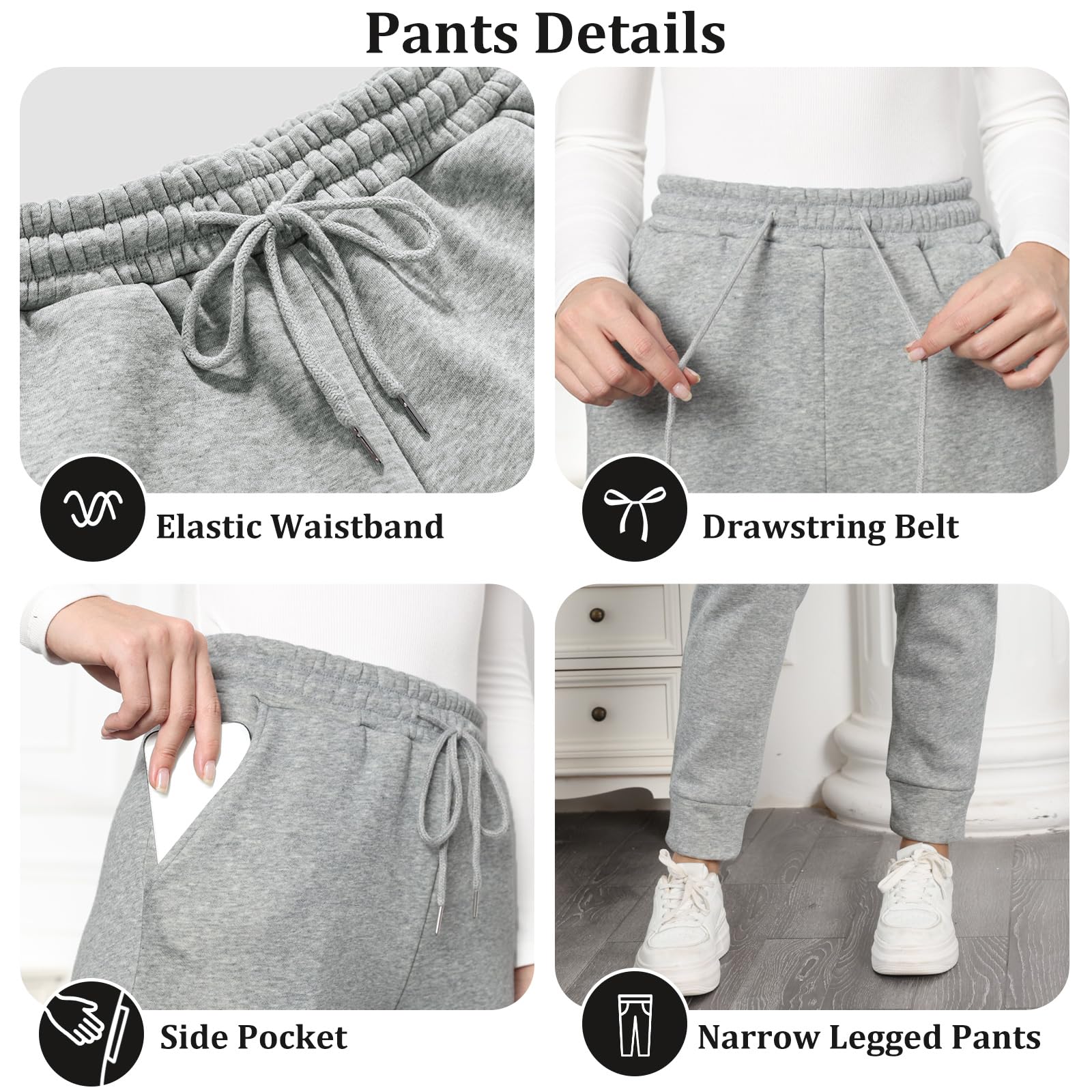 EDOTON Pantaloni da Jogging Donna Caldi Sportivi Pantaloni Termici Ispessiti in Pile Invernale Foderati con Tasche Pantaloni da Allenamento con Coulisse S-XL