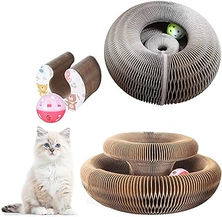MUAEEOK Magic Cat Scratching Board, Magic Organ Cat Scratching Board, Comes with a Toy Bell Ball,Cat Grinding Claw Scratching Board,Interactive Foldable Convenient Cat Scratcher Durable Recyclable
