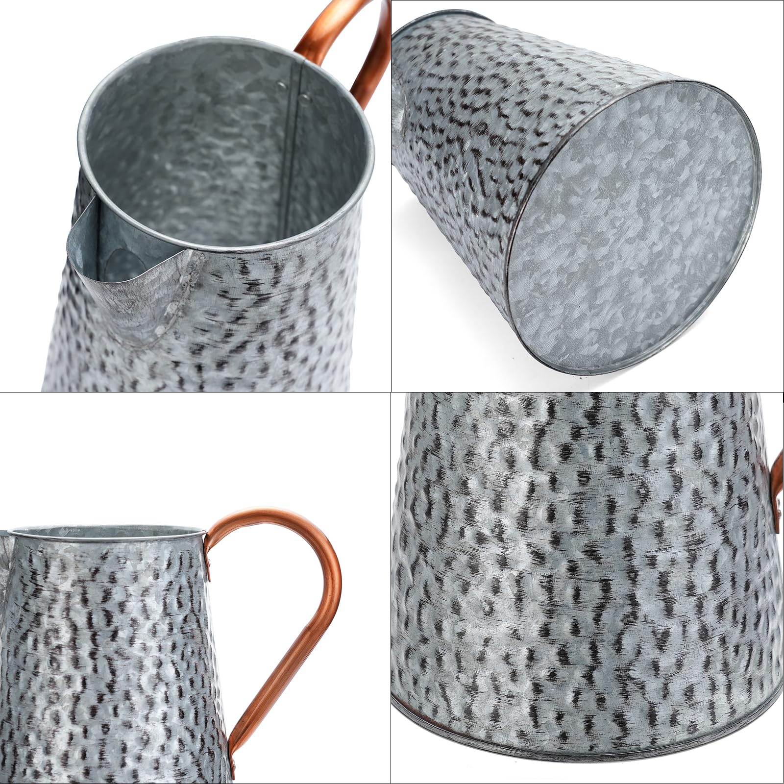 BLstyle Metal Galvanized Decorative Watering Can Metal Flower Milk Jug Vase Pitcher Holder for Indoor Outdoor Plants