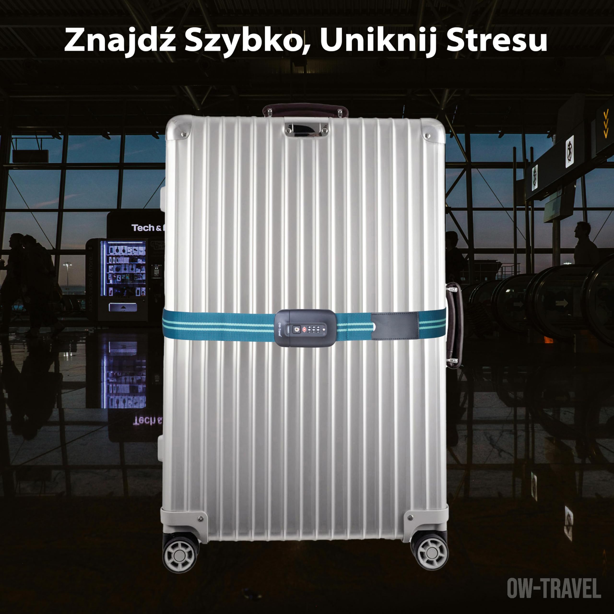 OW-Travel Spersonalizowane paski bagażowe z zamkami do walizek(Niebieski/Zielony) Łatwe do zauważenia paski walizkowe TSA etykietami bagażowymi.Pasek podróżny blokadą.Zamykane zamki do walizki