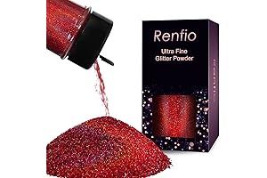 Renfio Holographic Ultra Fine Glitter Powder in Laser Wine Red for Floral Adornment