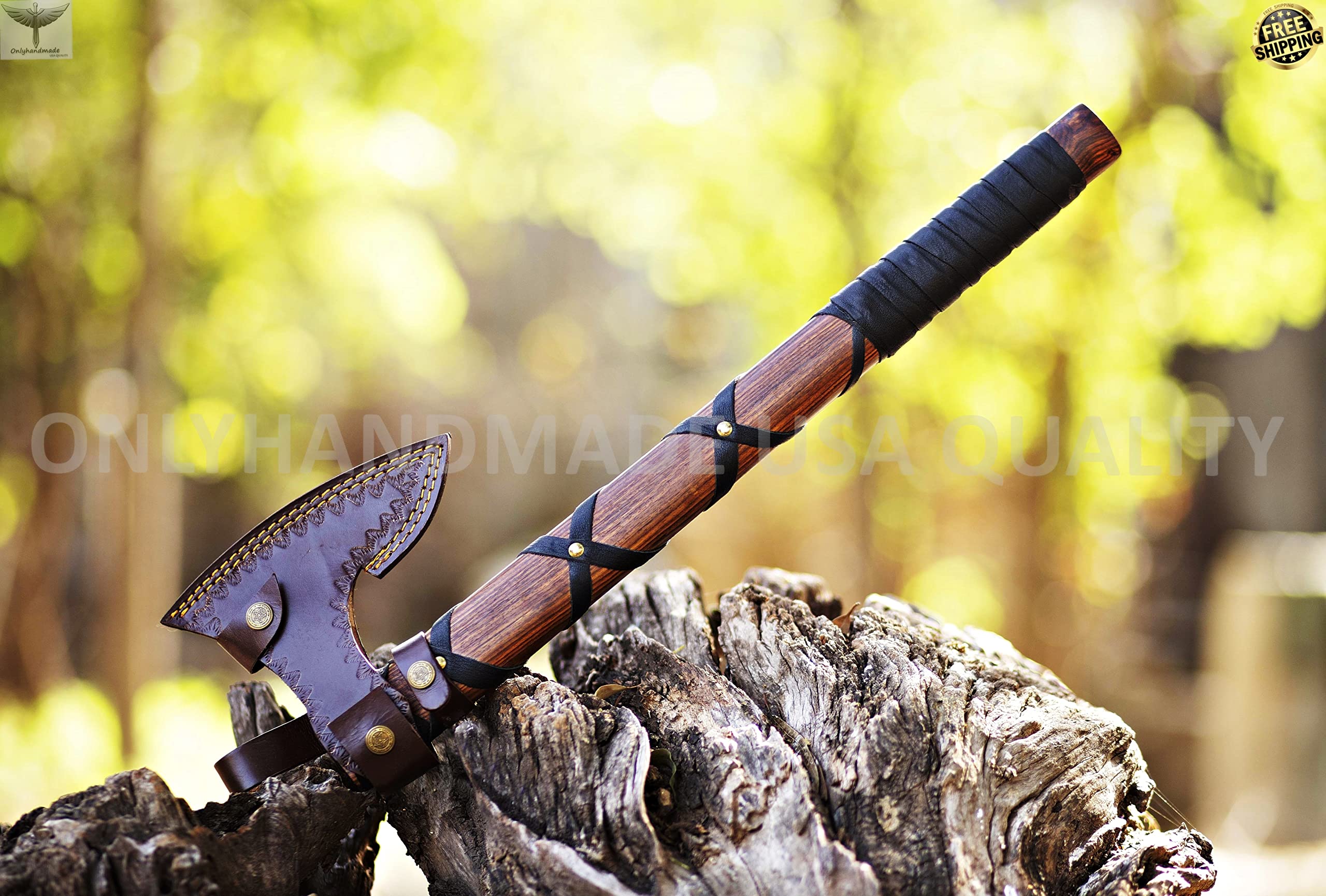 KE-0789-HK Hache à barbe en acier D2 de 50,8 cm faite à la main avec gaine de hache Viking