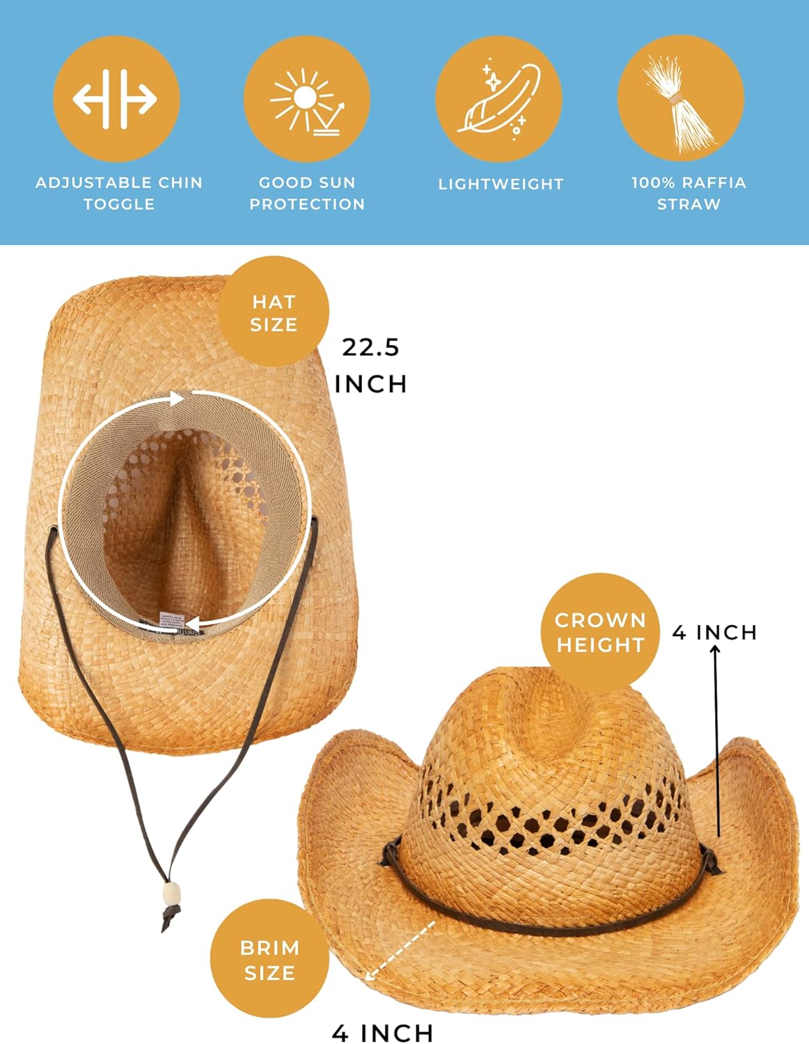 San Diego Hat Company Women's Raffia Cowboy Hat
