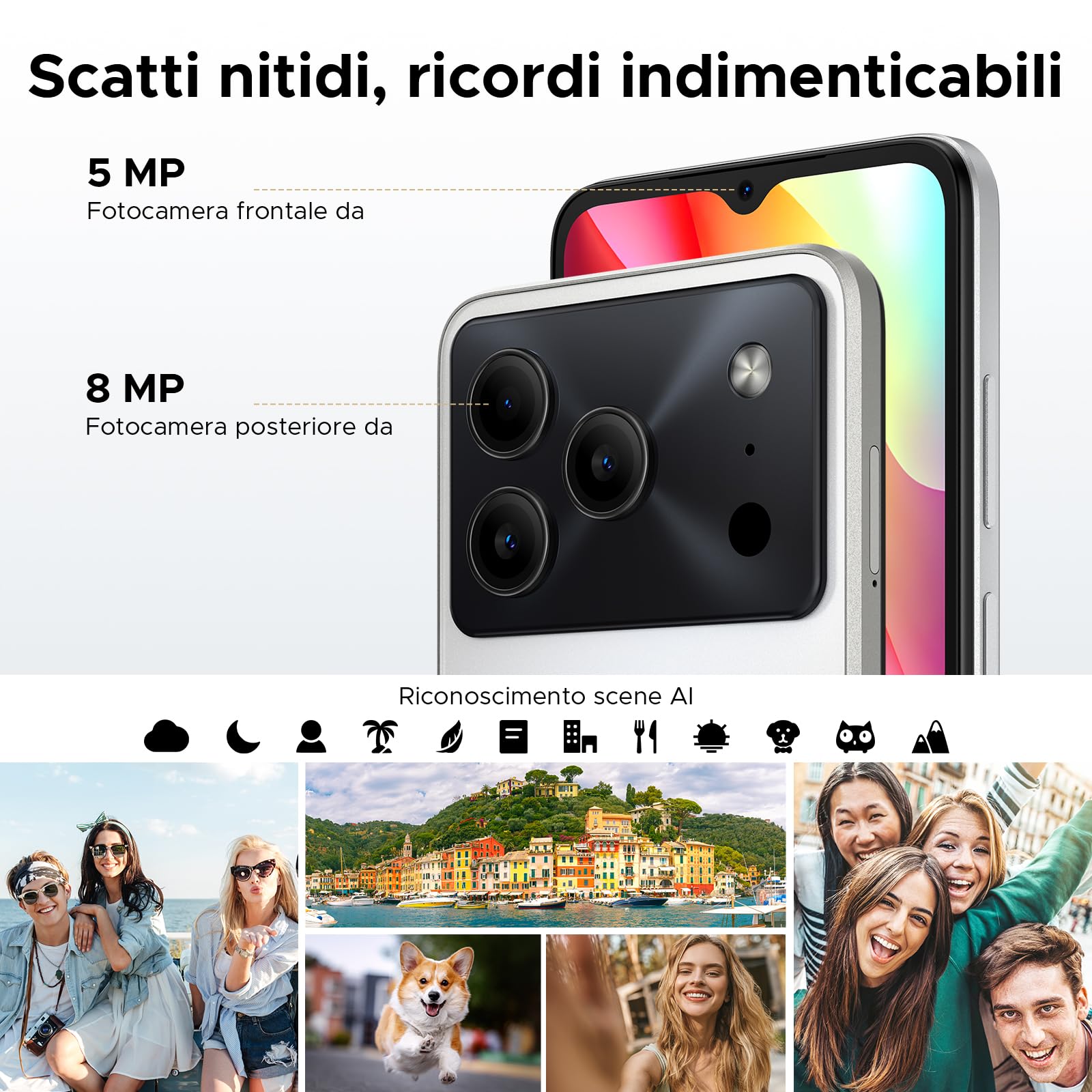 Note 56 Smartphone Android 16, 6150 mAh, 8.45 mm Ultrasottile, 6.56" HD + 90 Hz IPS, 24 GB + 64 GB/2 TB TF, 4G offerta Smartphone, Dual SIM/Octa Core/OTG/Face ID/GPS, Naturale