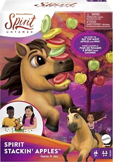 Mattel Games Spirit STACKIN’ Apples Kids Game, Treat-Stacking Challenge with Hungry Horse for 2 3 or 4 Players 5 Years Old & Up