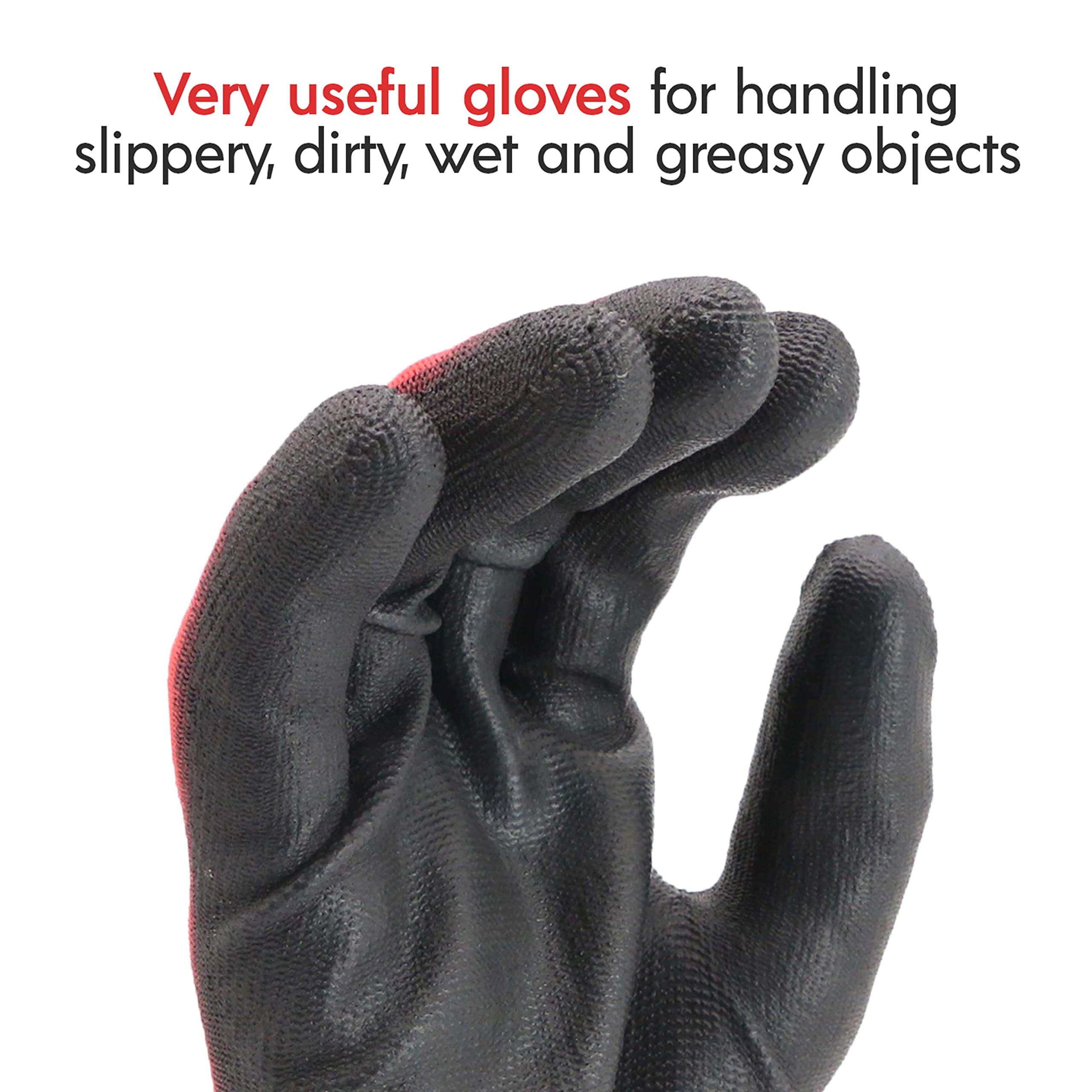 EDIMAX, Guantes Trabajo, Alta Resistencia a la Abrasión y al Desgarro nivel 3, Recubrimiento de Naylon PU, Versátiles, Protección Mecánica e Industrial (12 pares)