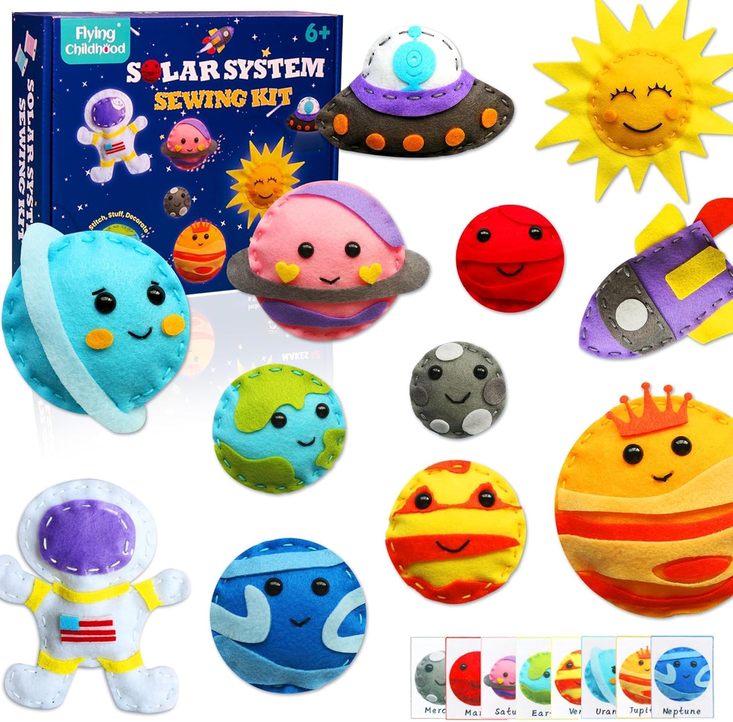 IROLEHOME Solar System Sewing Kit for Kids Ages 8-12, Felt Planet Arts and Craft Kit for Beginners, Learn to Sew Your First Sewing Kit