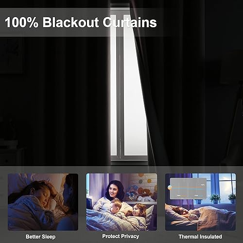 Miniatura 2 de Cortinas 100% opacas con textura de lino para dormitoriosala de estar, cortinas de tratamiento de ventanas de ahorro de energía, tela de arpillera