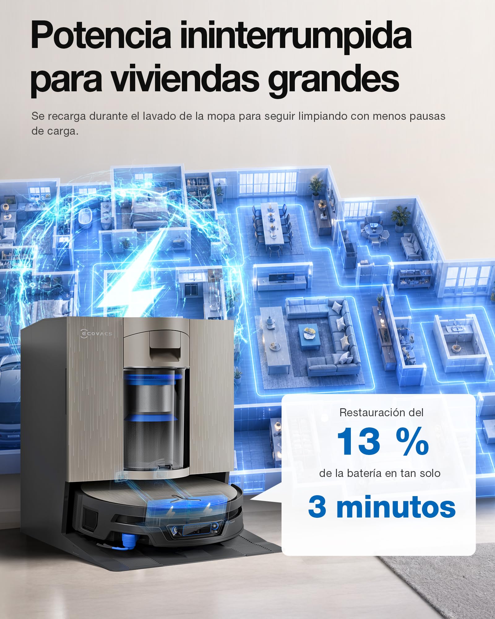ECOVACS X12S OMNICYCLONE Robot Aspirador y Fregasuelos, Blast 27000Pa