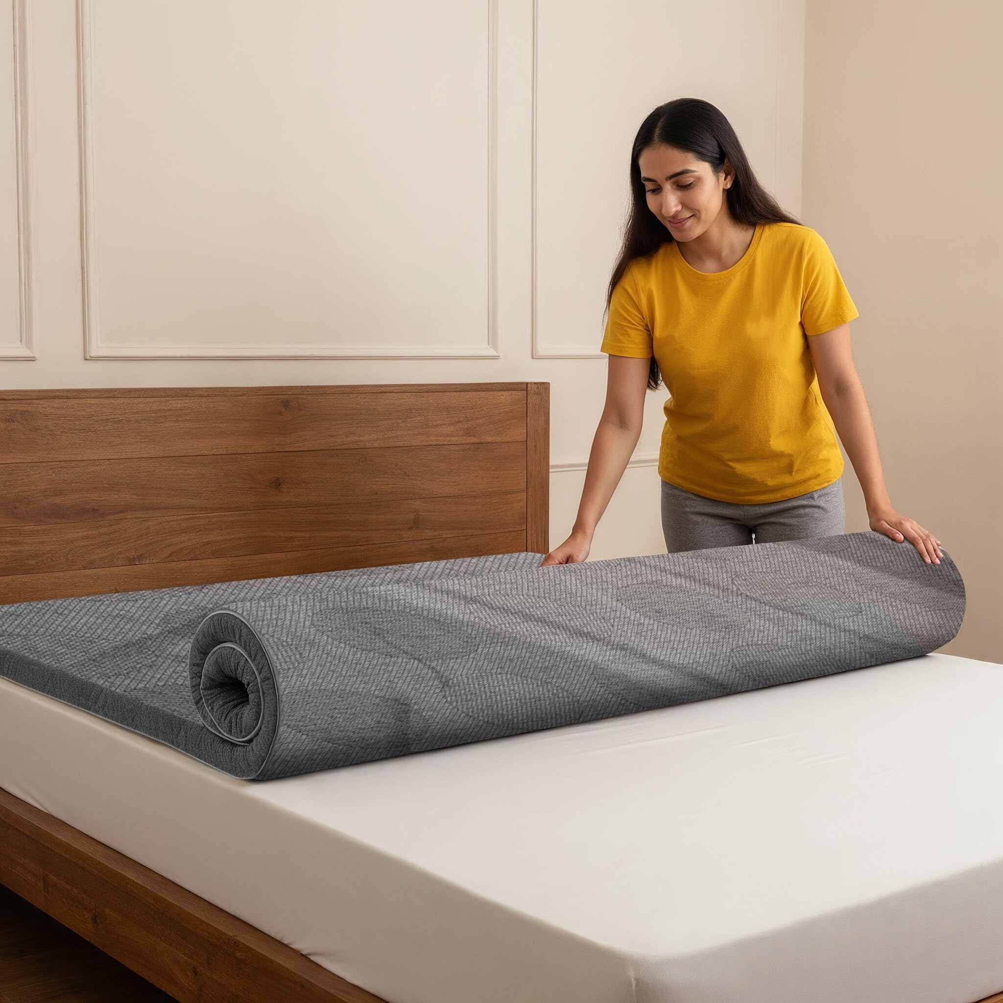 Frido Ultimate Mattress Topper with Premium Cover for King Size Bed | King Size Bed Topper 72"x72" | 2" Padding | Mattress Topper for Back Pain & Neck Pain | Soft & Supportive | 10x Sleep Comfort