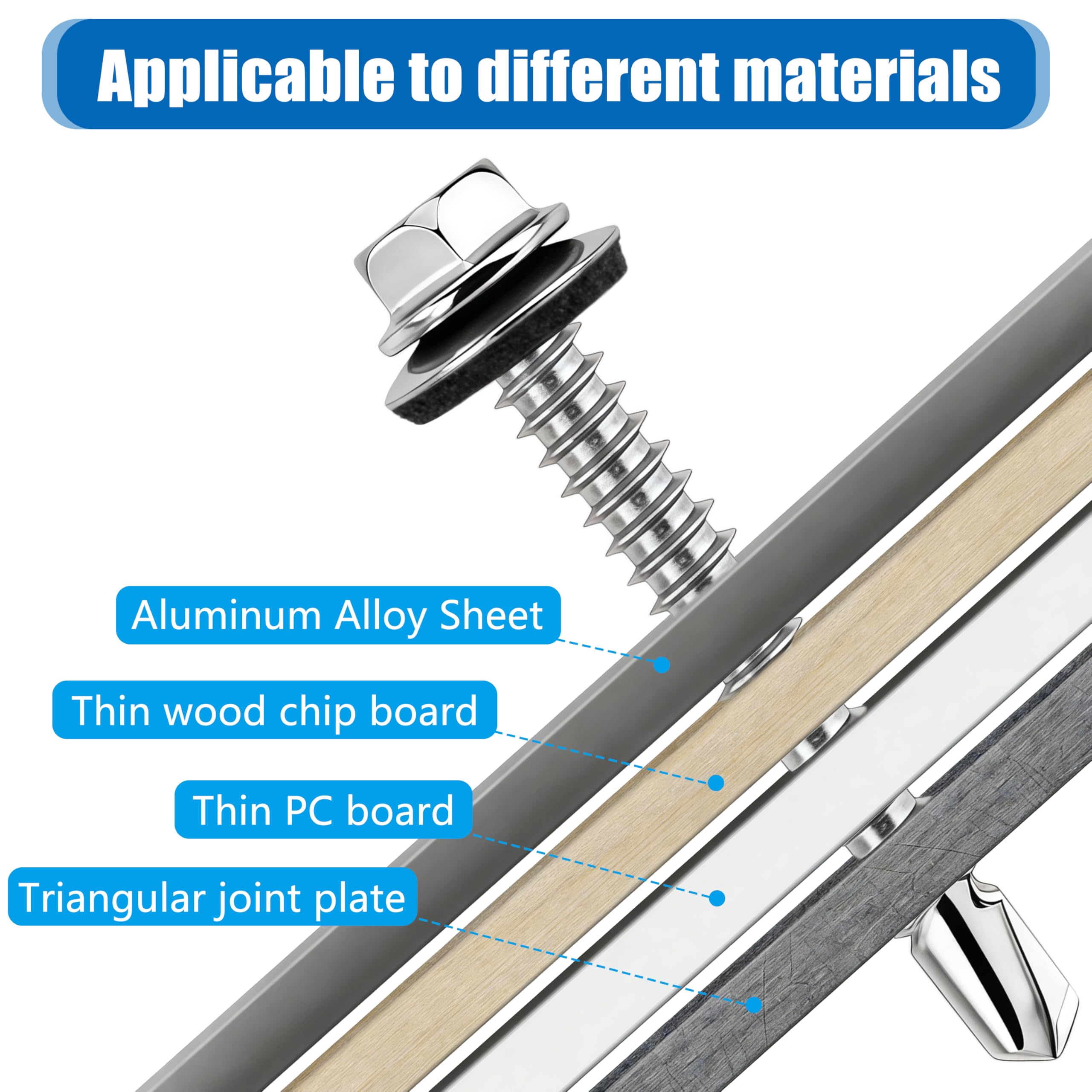 Tornillos Autoperforantes para Tejado y Chapa 5,5x90 mm, Inox 304, 100 Pcs