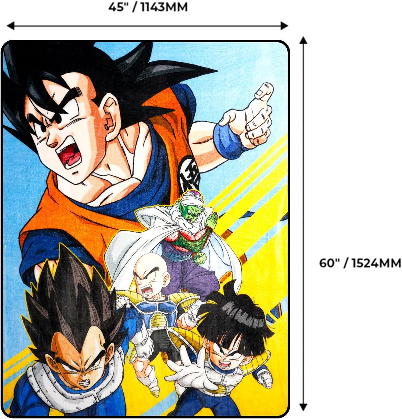 Dragon Ball Fleece Blanket - Cozy Anime Blanket Featuring Goku, Vegeta, More Plus Stickers for Kids, Adults, Teens | Soft Dragon Ball Z Throw 45"x60"