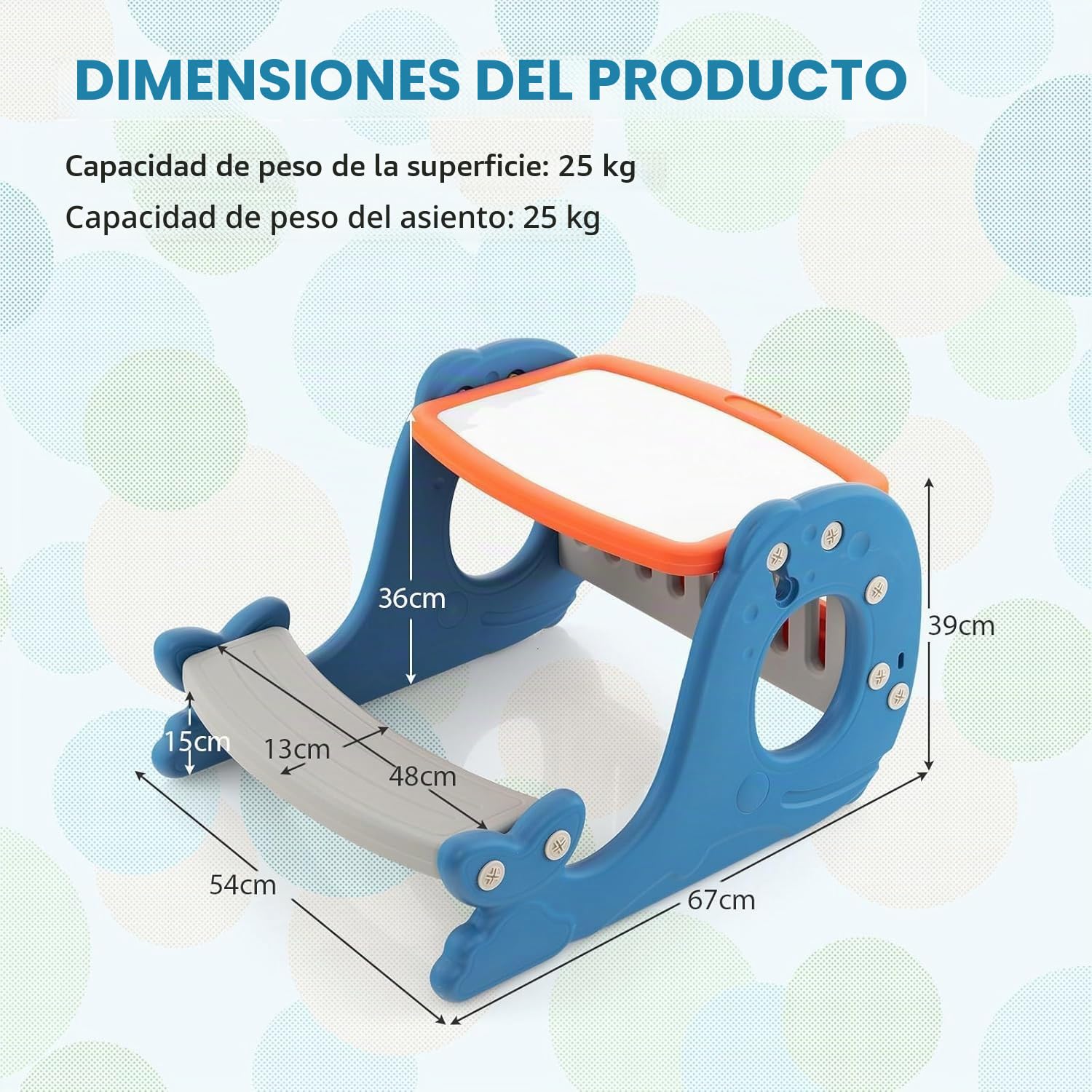 FANTASK Caballete infantil con tablero de mesa, pizarra blanca y banco, 4 en 1, pizarra de pie azul de doble cara en forma de ballena, mesa para niños con estante para niños a partir de 1 años