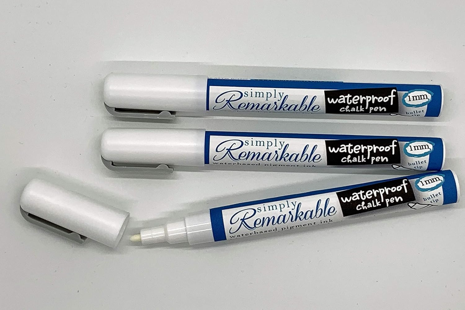 Simply Remarkable Waterproof Chalk Pen to Write or Draw Custom Labels, Tags and More (Set of 3-1mm, White)