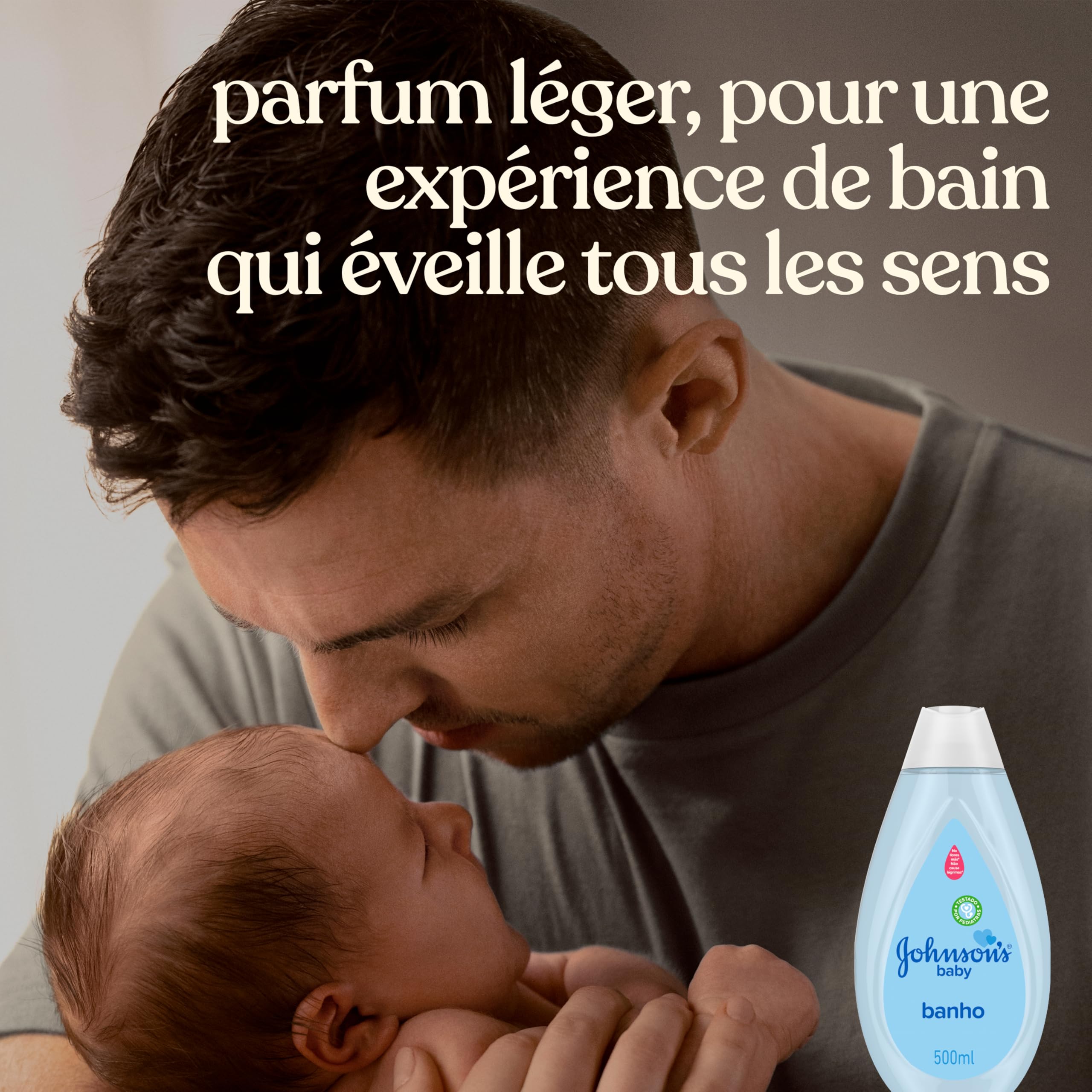 Johnson's Baby – Bain (500 mL) – Testé par des pédiatres et des dermatologues – Formule sans colorants avec un pH équilibré – Une expérience de bain multisensorielle