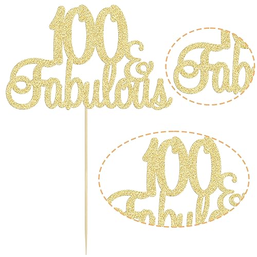 Miniatura 3 de Gyufise 1 decoración de 100 fabulosos adornos para tartas de aniversario de 100 cumpleaños para 100 cumpleaños, aniversario, fiesta, decoración de