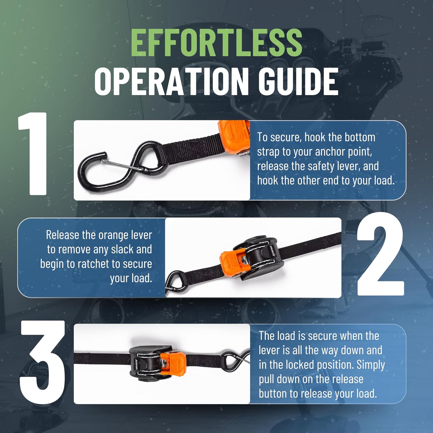 CargoBuckle Mini G3 Retractable Ratchet Straps with Dual S-Hooks, 1400 lbs Break Strength, 1-Inch Width X 6 ft Reach and F13454BK Soft Loop Hook Converter for Tie-Downs, (2-Pack)