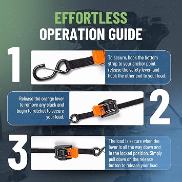 CargoBuckle Mini G3 Retractable Ratchet Straps with Dual S-Hooks, 1400 lbs Break Strength, 1-Inch Width X 6 ft Reach, Auto Ratchet Straps for Trailers, Toy Haulers, ATVs, and Motorcycles - 2 Pack