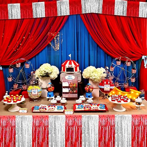 Miniatura 5 de Paquete de 10 guirnaldas de flecos metálicos de oropel de 10 pies para colgar en la pared, telón de fondo para flotador de desfile, decoración de