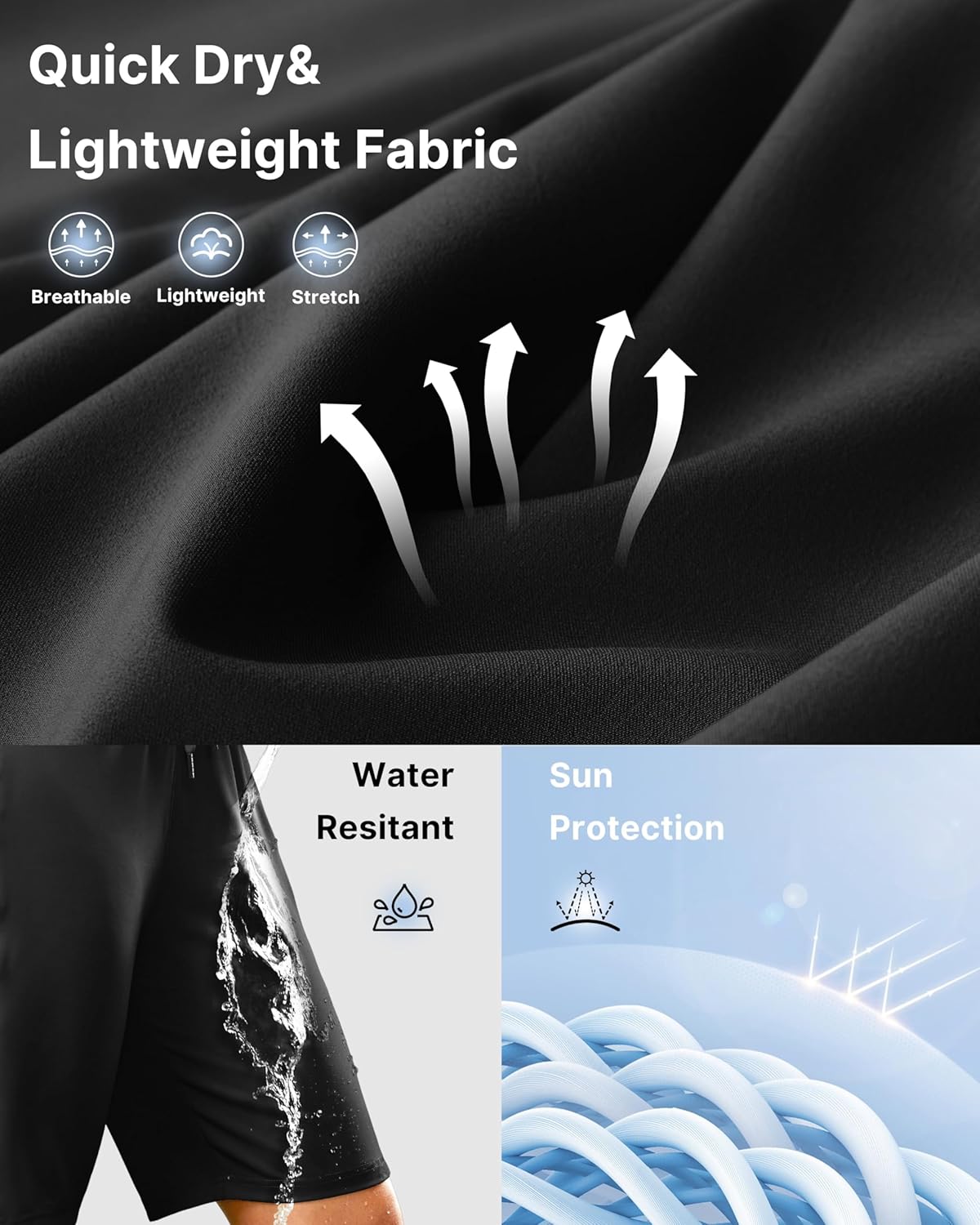 SANTINY Women's 9" Hiking Shorts with 3 Zipper Pockets Lightweight Quick Dry Long Shorts for Women Athletic Travel - Image 6