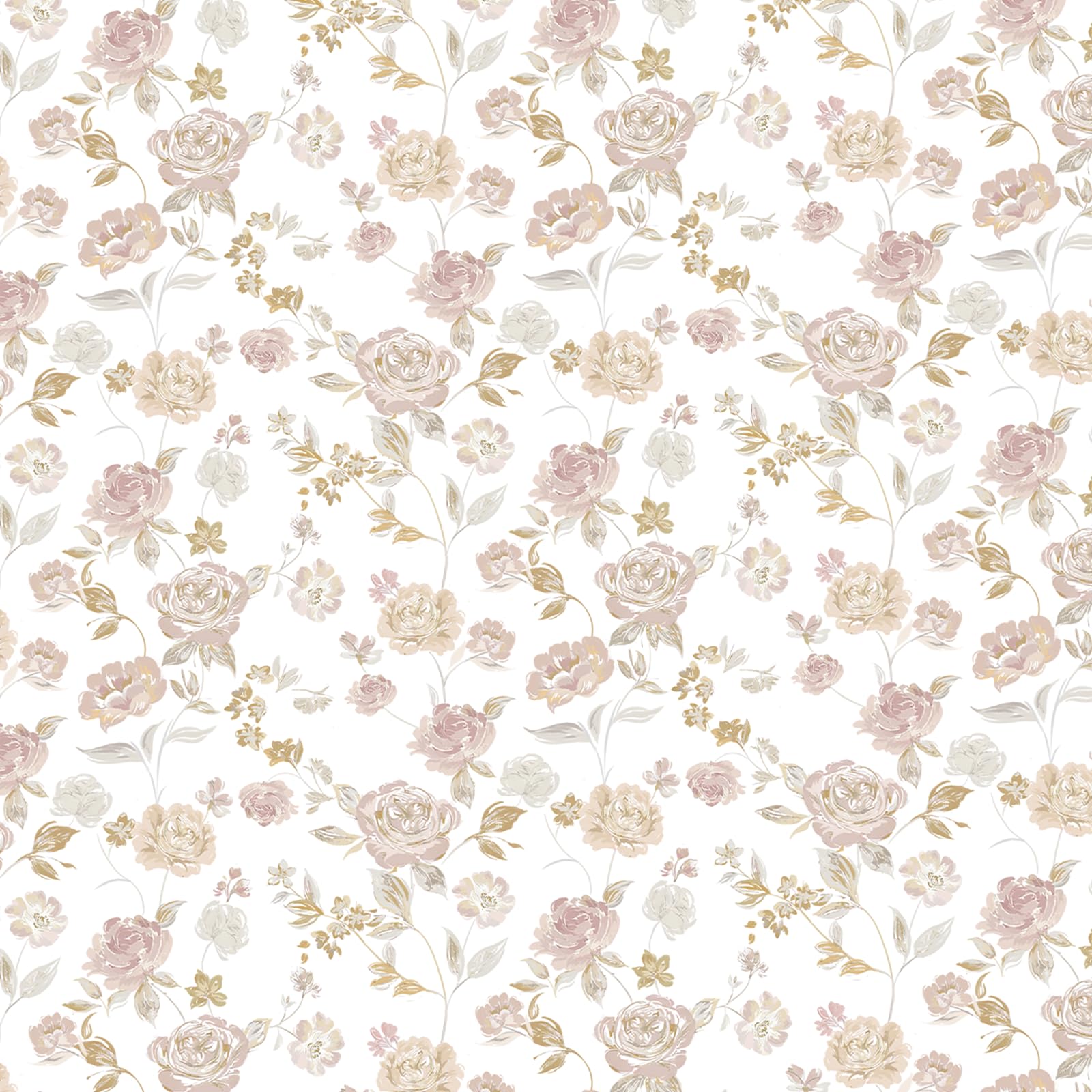 Fiula Vintage Blush Pink Floral Peel and Stick Wallpaper 44cm x 300cm, Waterproof Vinyl Self Adhesive Sticky Back Plastic, Removable Rose Wallpaper for Bedroom, Living Room & Furniture