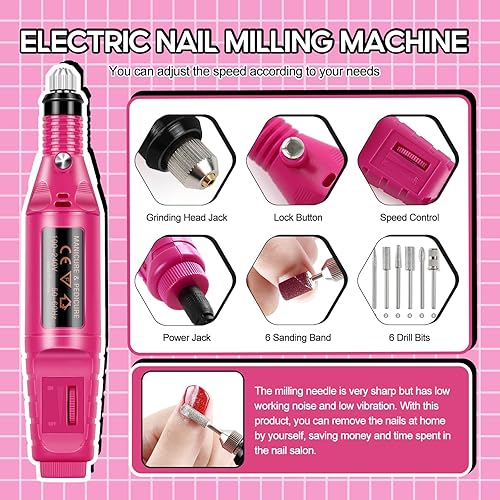 Miniatura 2 de Kit de esmalte de uñas de gel con luz UV y kit de iniciación de taladro, 15 unidades de esmalte de uñas de gel, colores de invierno, lámpara de uñas