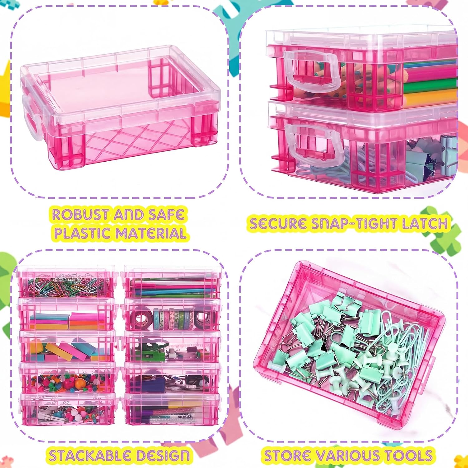 Suzile 32 Pcs Plastic Crayon Boxes Bulk, Pink image 3