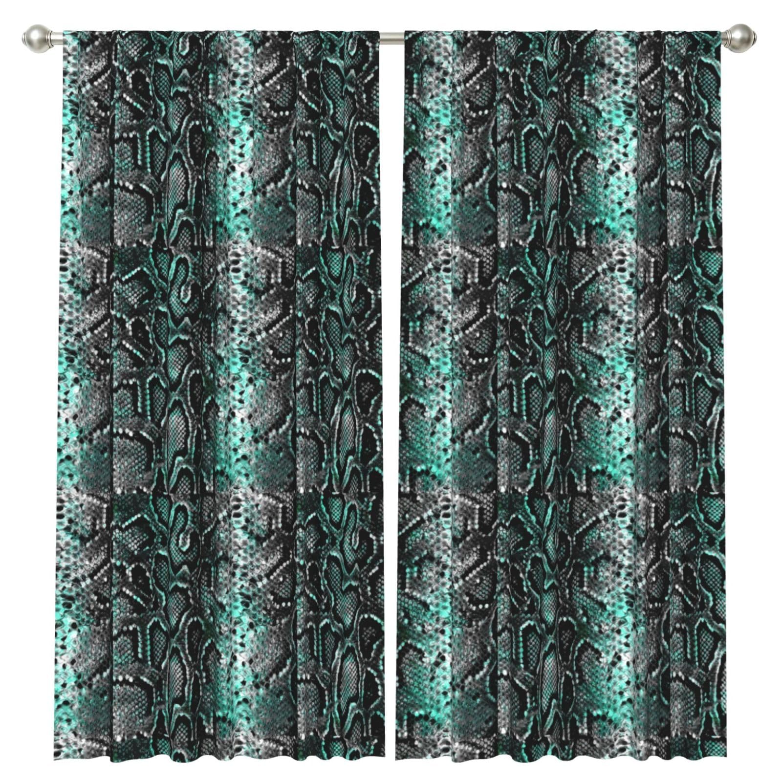 InOmak Snake Skin Decoration, 2 Panels Window Curtains 52 x 84 Inch Blackout Curtains for Living Room Bedroom