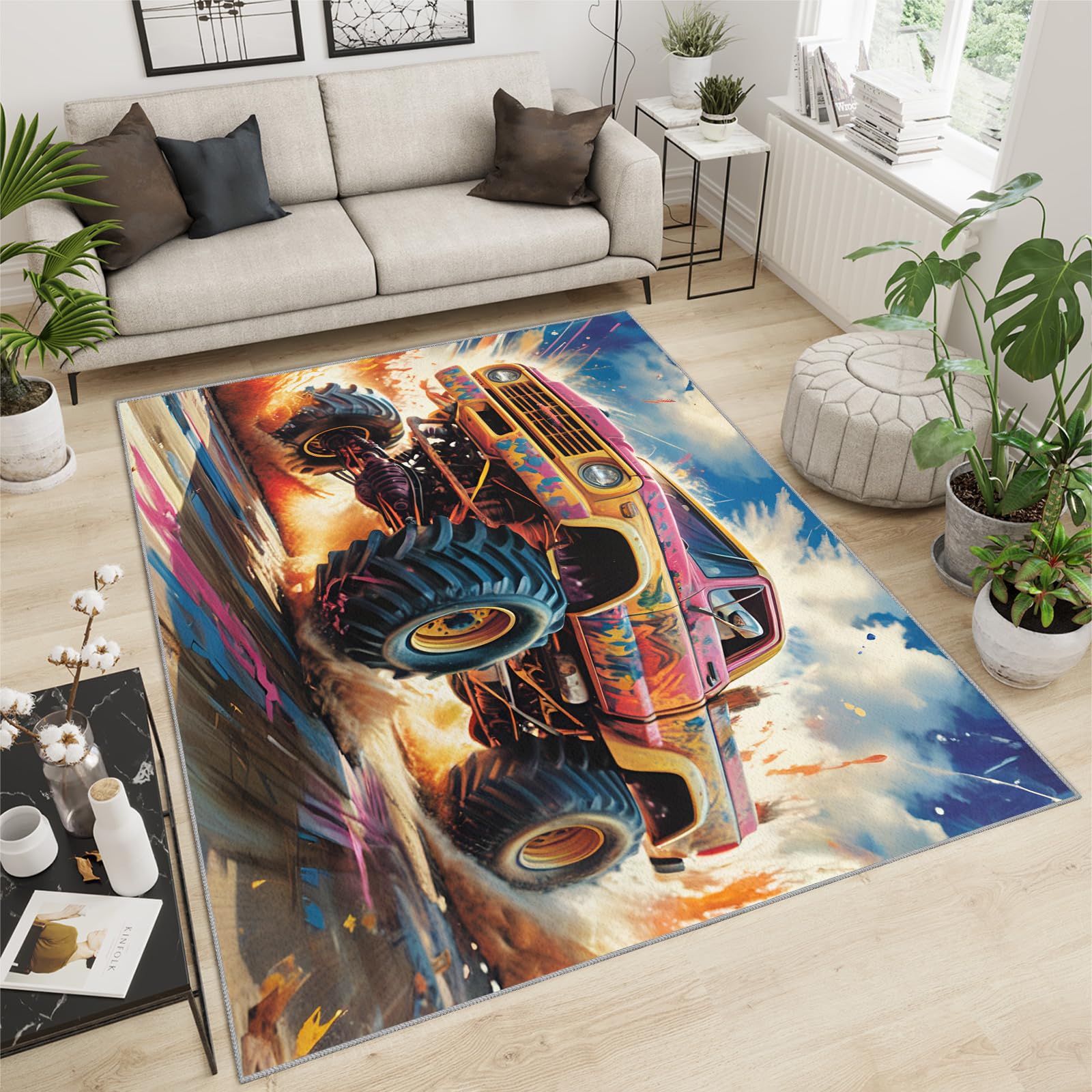 Amazon.com: 5x7 Rug Truck Area Rug - Raging Truck Rugs for Boys