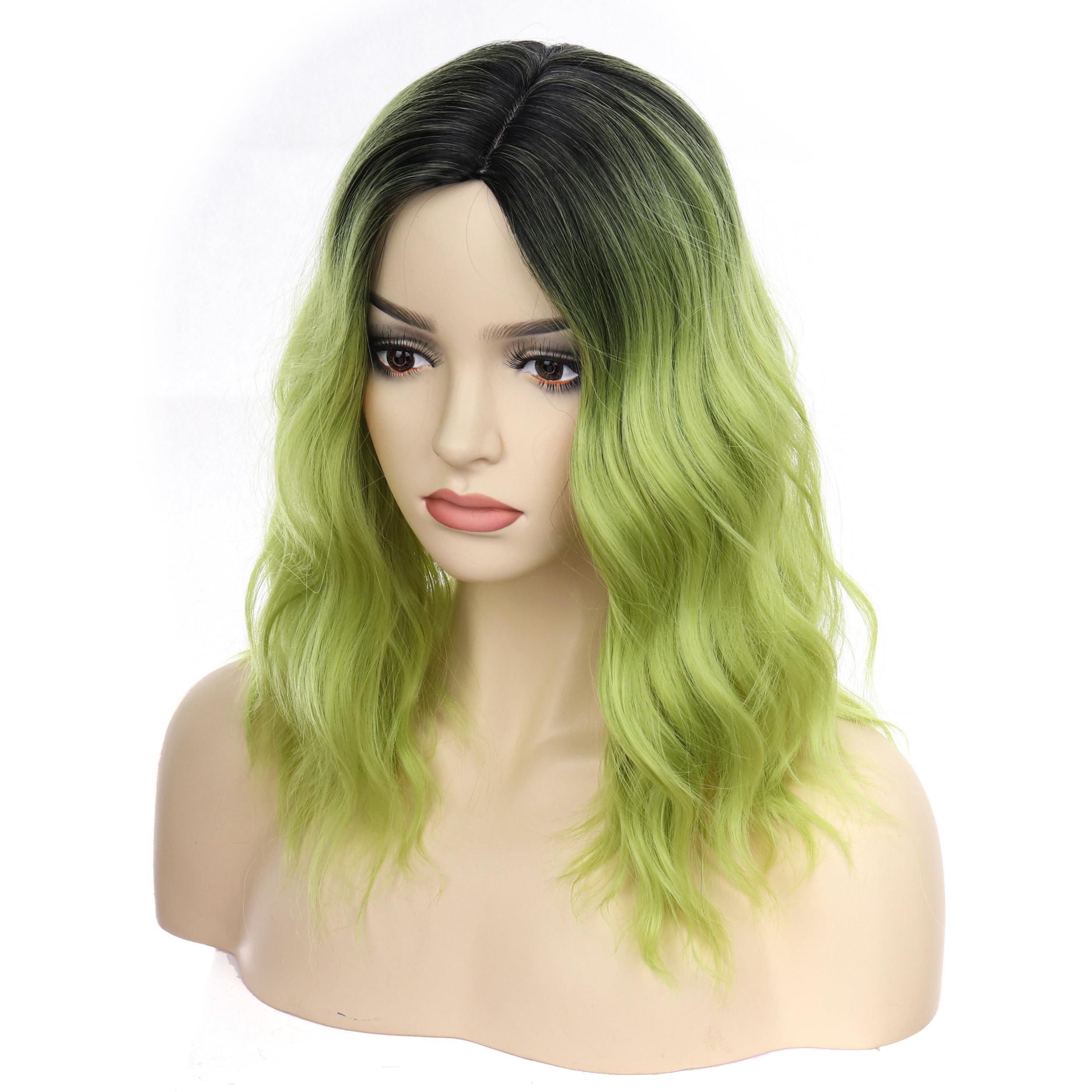 Amazon.com: PORSMEER Ombre Green Wig Short Curly Bob Wig for 
