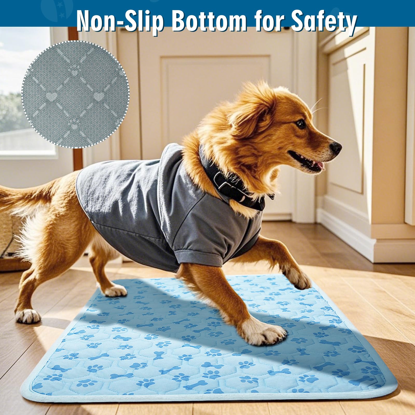 Alfombrilla de refrigeración para verano, reutilizable y portátil, almohadilla de refrigeración para perros y gatos, almohadilla de hielo impresa con hueso, lavable, no tóxica, no necesita