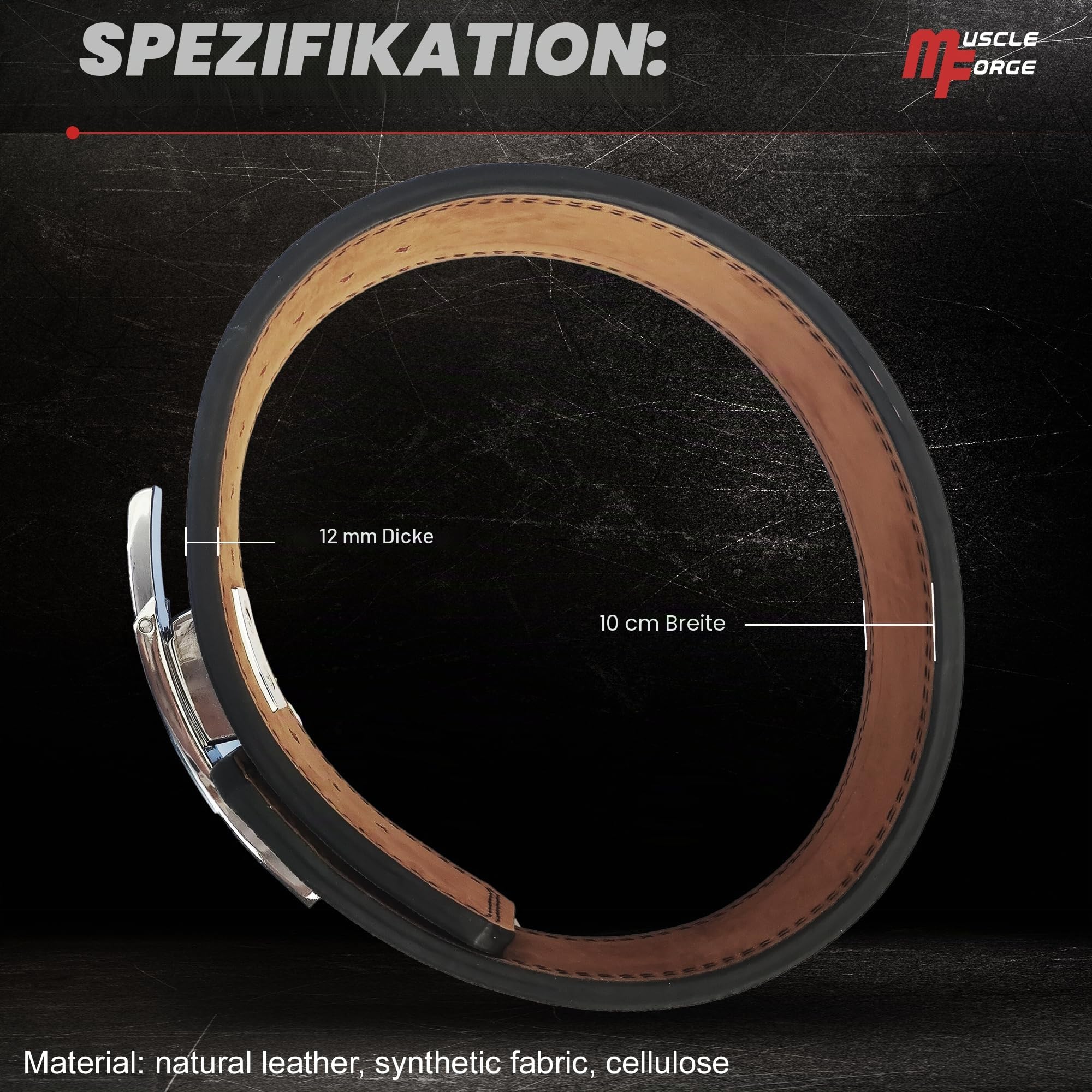 Leder Powerlifting Gürtel mit Stahlschnalle - Gewichthebergürtel für Powerlifting, Weightlifting Belt for Bodybuilding, Krafttraining, Größe S/M/L