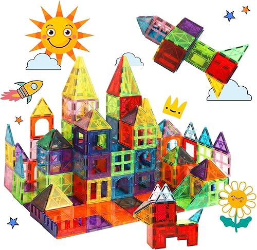 100 piezas de azulejos magnéticos para niños, juego de bloques de construcción magnéticos 3D para niños y niñas, juegos de juguetes de construcción