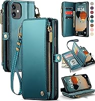 Vista 15 de Defencase para iPhone 11 Funda Magnética tipo Cartera Compatible con Magsafe con Bloqueo RFID Cremallera y Tarjetero para Mujeres y Hombres, Correa