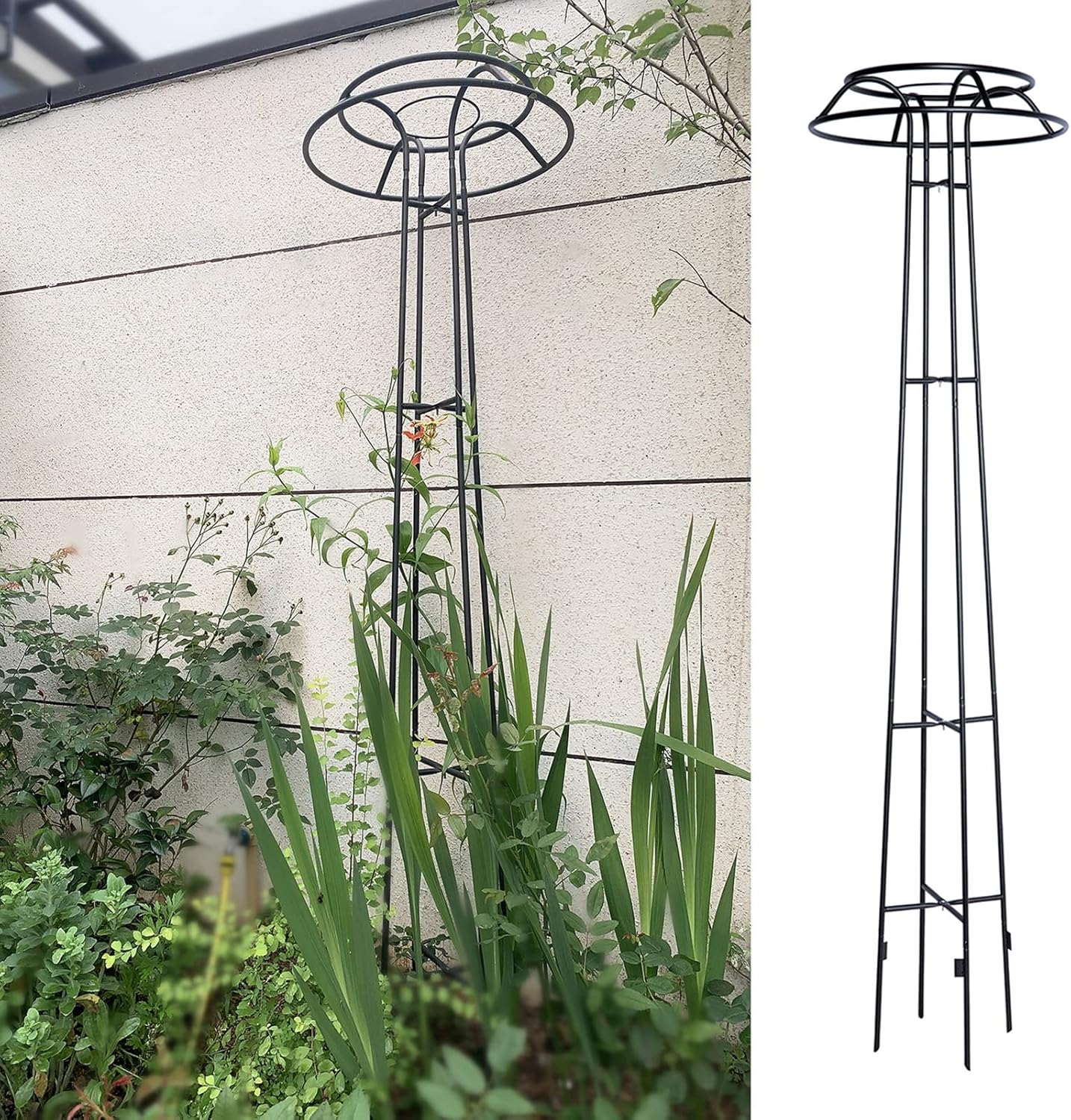 特別セール品 屋外ガーデンオベリスク 耐久性のあるガーデントレリス 背の高い植物サポートフラワースタンド 金属傘タイプのパイロンフレーム つる植物 野菜 果物の登山用 黒 Www Baumatic Mea Com