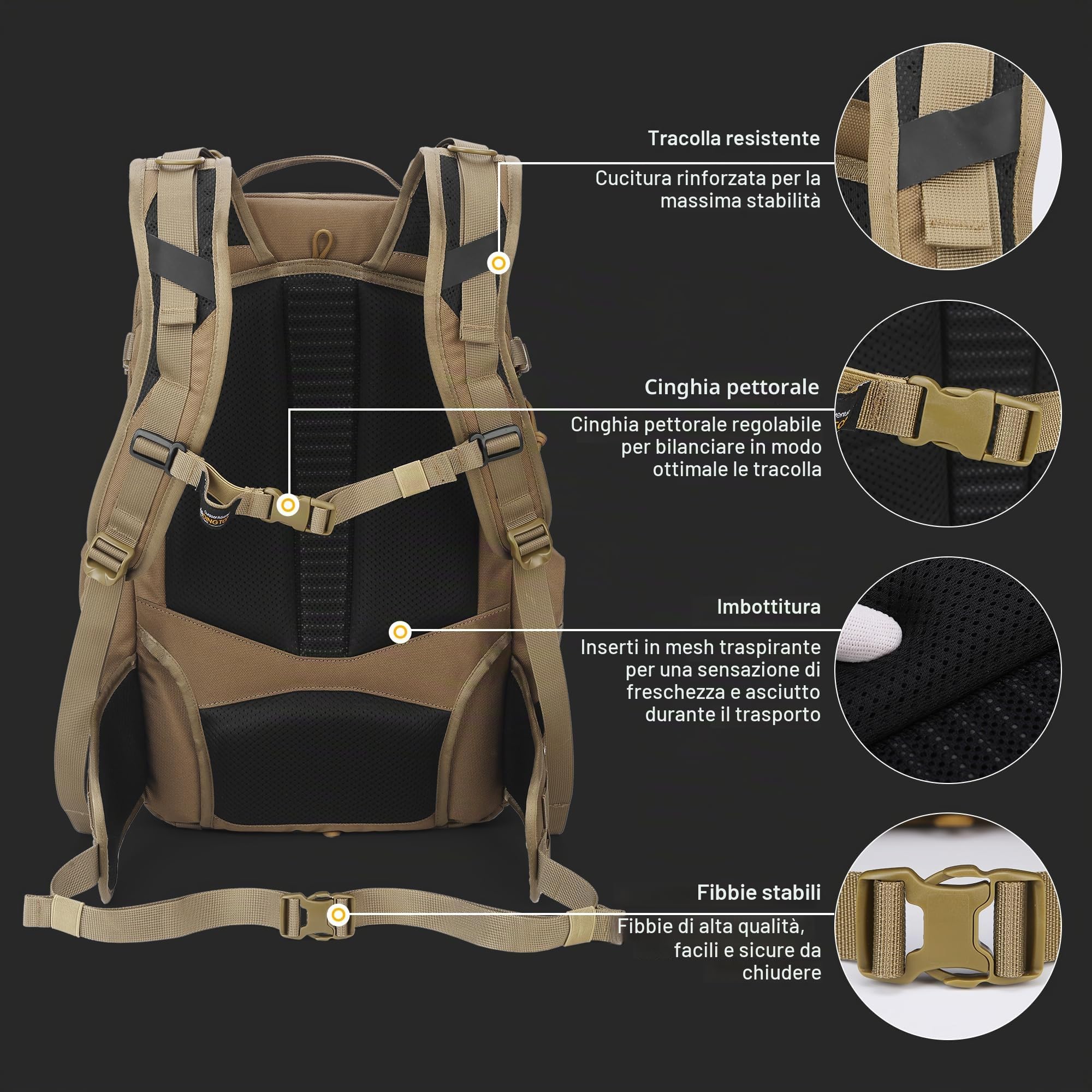 Mardingtop Molle, zaino militare, da trekking, da uomo, da trekking, da trekking, da corsa, per escursioni, alpinismo, sopravvivenza