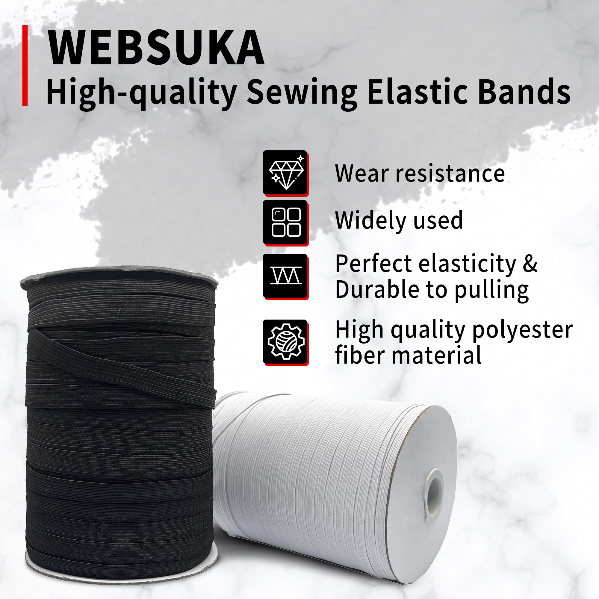 WEBSUKA 1/4 Inch X 200 Yards Flat Elastic Cord Roll - Braided Stretch Strap For DIY Sewing, Crafts, Waistbands, Face Masks - View #9