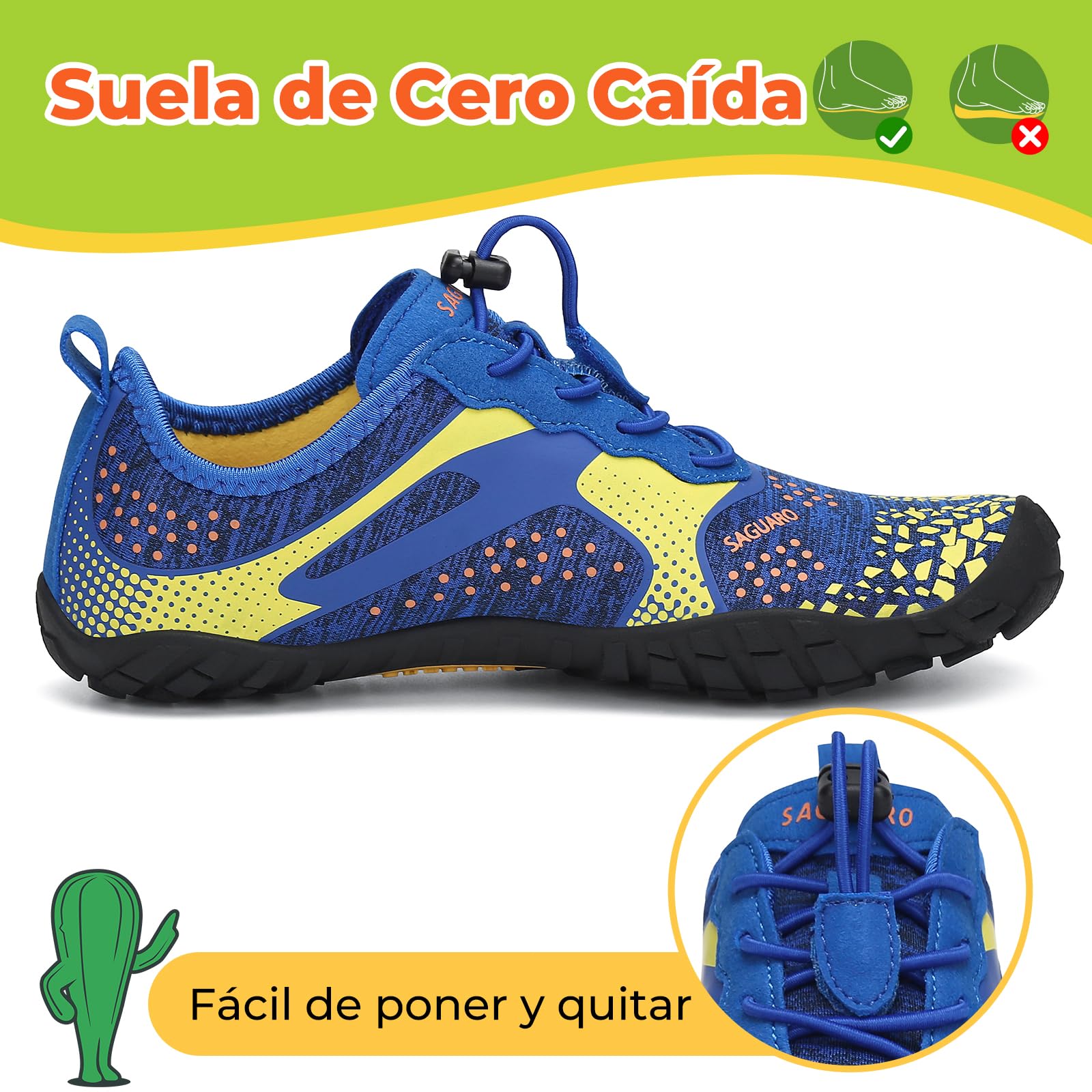 SAGUARO Barefoot Zapatillas Minimalista Comodas Zapatillas de Trail Running per Niños Niñas, Gr.24-36 — view 4