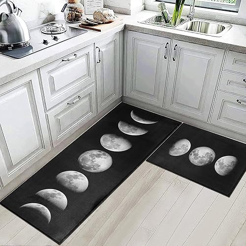 Miniatura 1 de Juego de 2 alfombras de cocina lavables para piso, hogar, fregadero, baño, antideslizante, acolchado, alfombra de cocina de granja, alfombra de pie