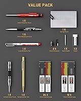 Vista 7 de Juego de 14 lápices mecánicos de carpintero con sacapuntas, 38 repuestos, punzón central automático, herramienta de rayado de carburo, borrador