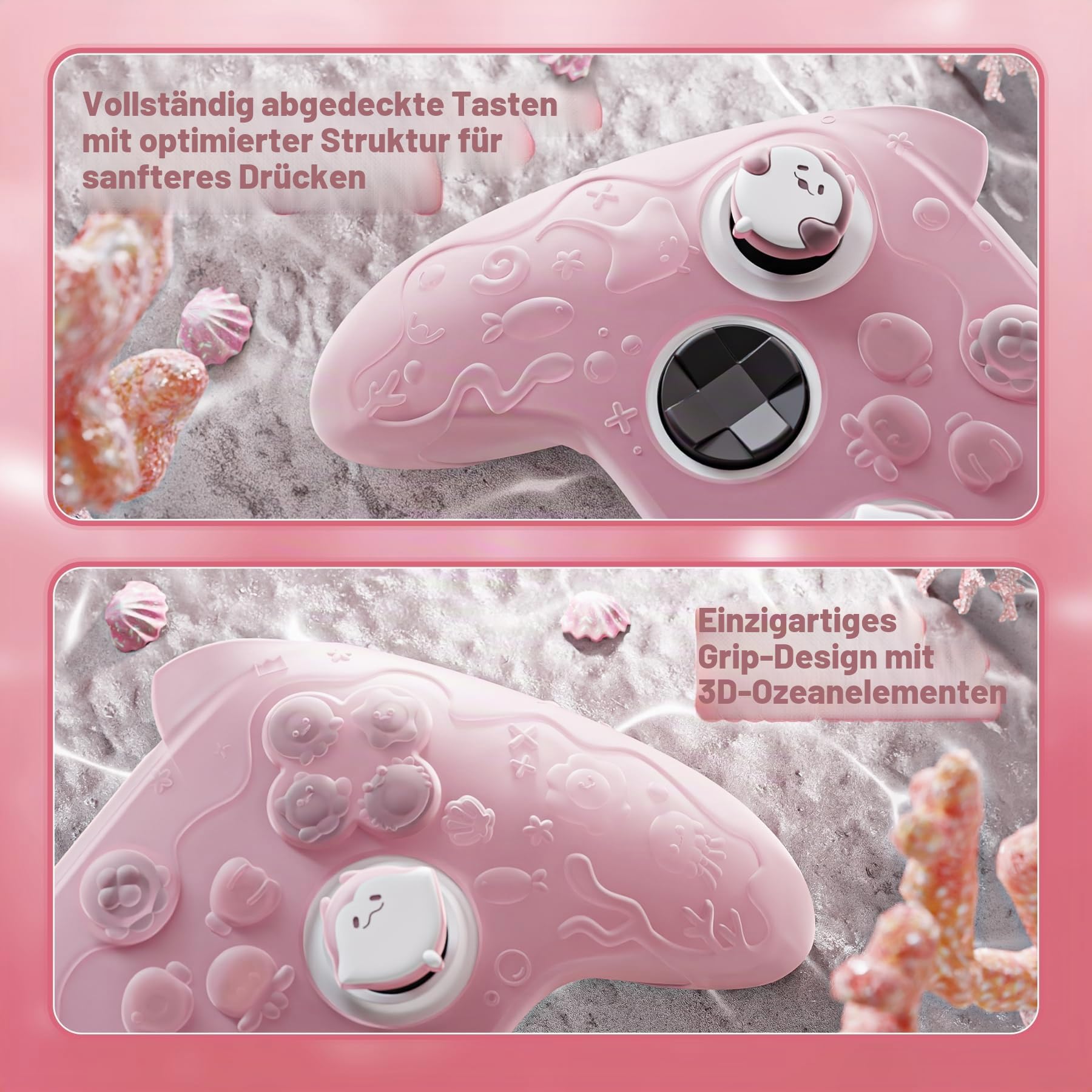 PlayVital Süße Schutzhülle für Xbox Series X/S Controller, Ocean Whisper Serie, Silikonhülle Cover für Xbox Series X/S Controller mit Joystick-Kappen&Schutzfolie, Rundumschutz (Pfirsichpink)