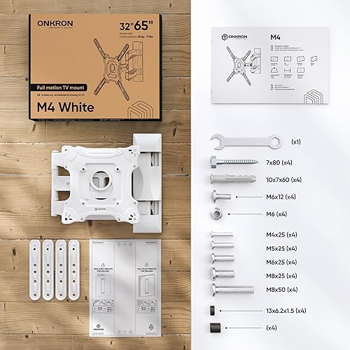 Miniatura 8 de ONKRON Soporte de pared para TV de movimiento completo para televisores de 32 a 65 pulgadas de hasta 77 libras, soporte universal ajustable para TV